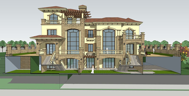 欧式新古典风格别墅建筑sketchup模型插图1