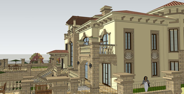 欧式新古典风格别墅建筑sketchup模型插图