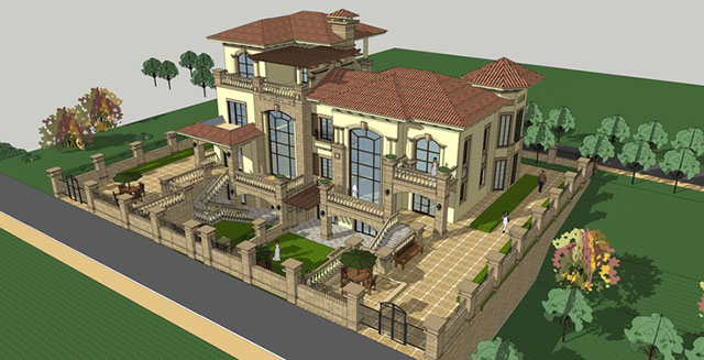 欧式新古典风格别墅建筑sketchup模型插图2