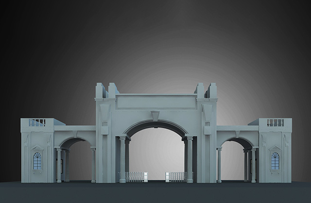 欧式大门 学校大门 欧式建筑3dmax模型插图