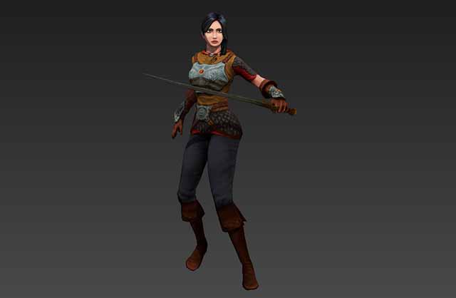 拿剑的女孩3d手绘游戏模型下载插图