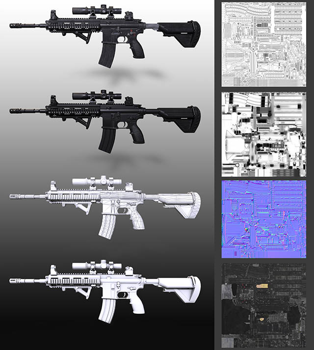 M416自动步枪+5.56MM子弹次世代3d模型插图