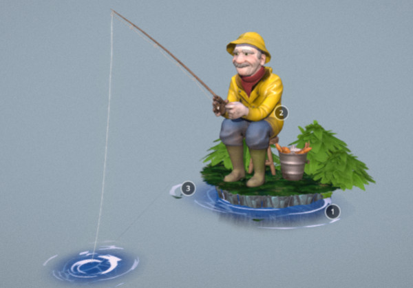 钓鱼的老人老渔夫3d模型插图