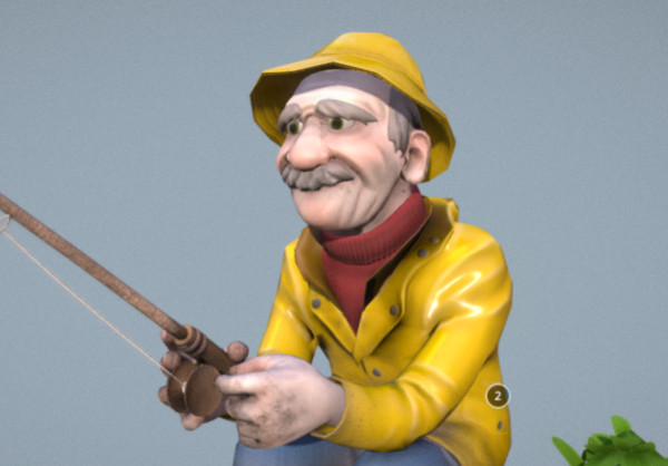 钓鱼的老人老渔夫3d模型插图2