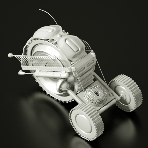 蜗牛三轮赛车机械朋克组合obj模型插图