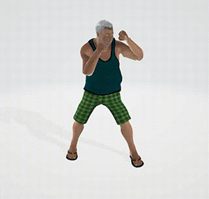 老年人拳击动作练习动画模型插图