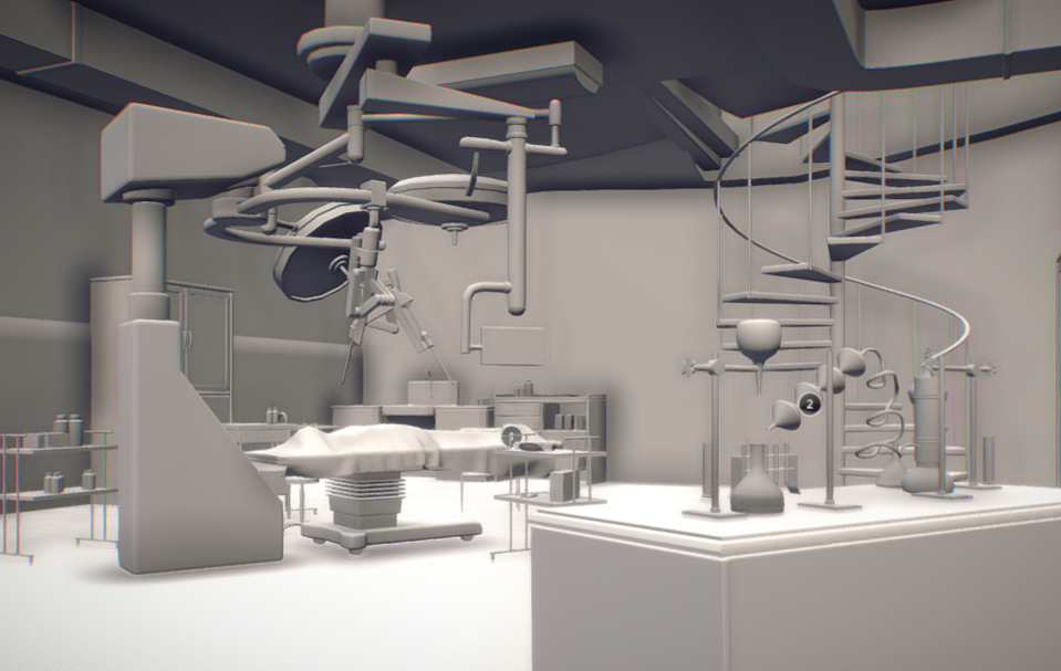 战争中地下实验室手术室地下医院室内场景模型插图1