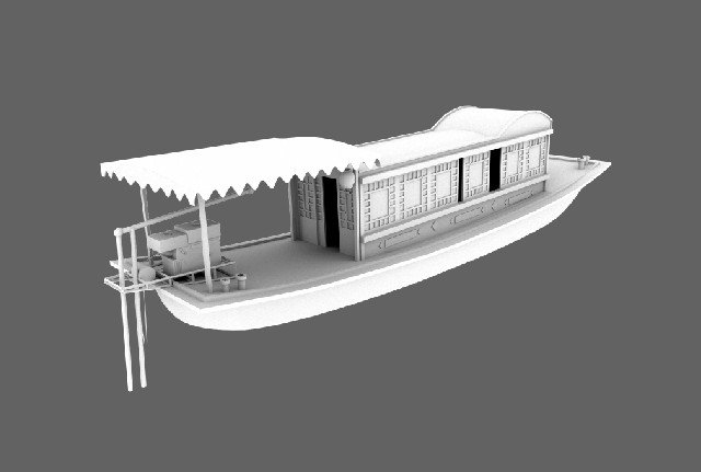 仿古木船 游船 观光船 中式木船3d模型插图1