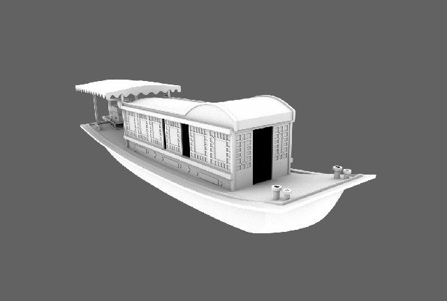 仿古木船 游船 观光船 中式木船3d模型插图