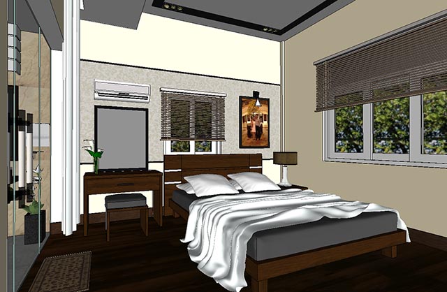 精美的房间卧室带浴室SketchUp模型插图