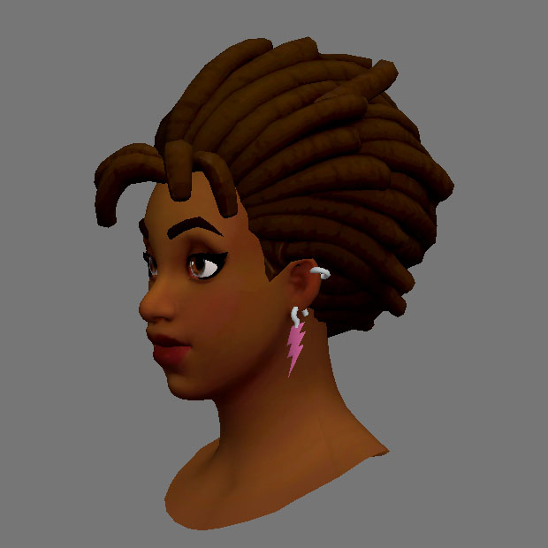 黑人女孩 非洲人 脏辫发型女孩 游戏角色 非洲美女3d模型插图1