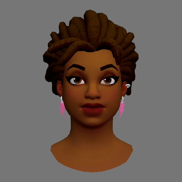 黑人女孩 非洲人 脏辫发型女孩 游戏角色 非洲美女3d模型插图
