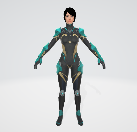 女猎人 两栖猎人 蛙人 科幻人物 女战士 蓝色科幻铠甲 游戏角色 幻想皮肤3d游戏人物模型插图