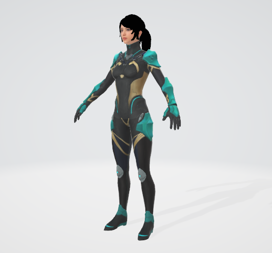 女猎人 两栖猎人 蛙人 科幻人物 女战士 蓝色科幻铠甲 游戏角色 幻想皮肤3d游戏人物模型插图1