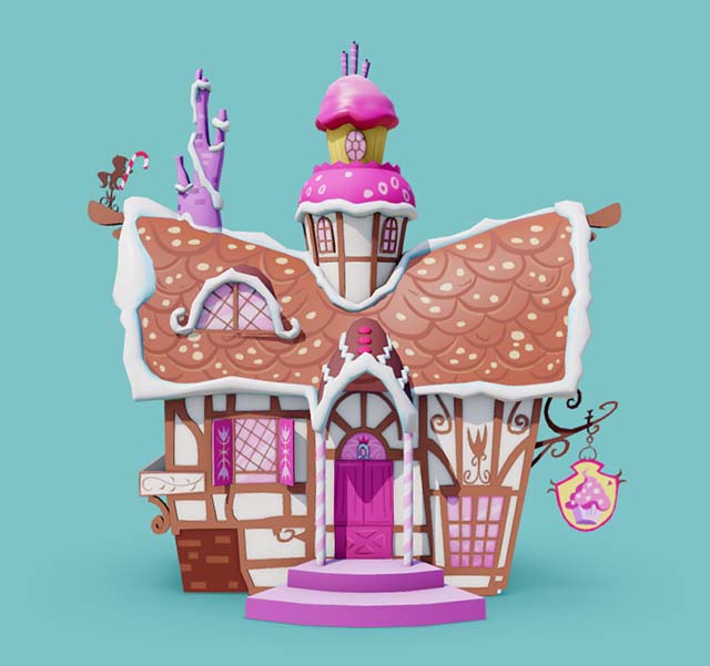 糖果屋 城堡 公主的房子 粉色小屋 梦幻场景模型插图