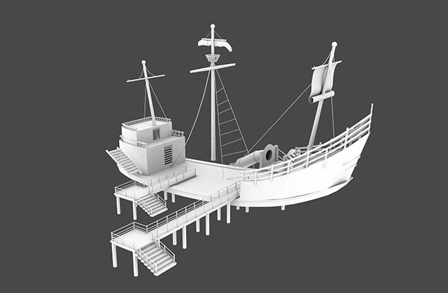 帆船 木船 古代船3dmax模型插图