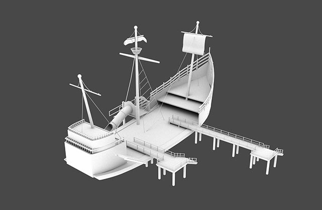 帆船 木船 古代船3dmax模型插图1