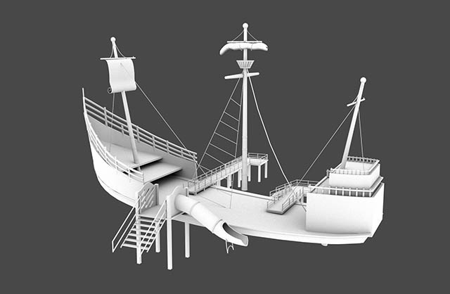 帆船 木船 古代船3dmax模型插图2