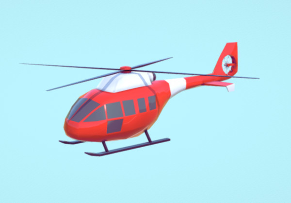 Low Poly 卡通直升机三维模型插图