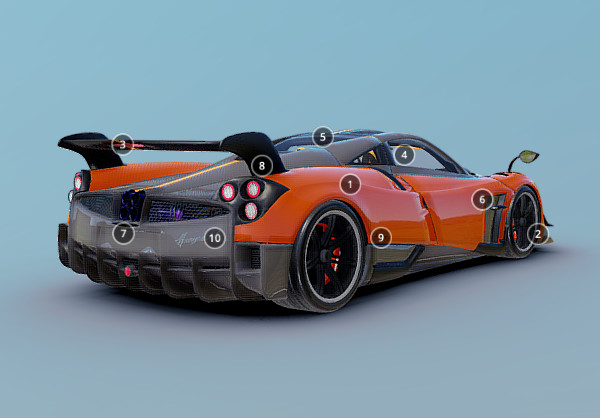 Pagani Huayra-BC赛车帕加尼橙色超级跑车3d模型插图1