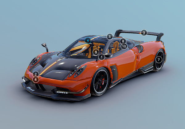 Pagani Huayra-BC赛车帕加尼橙色超级跑车3d模型插图