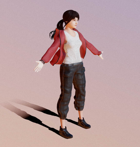 运动装女孩3d写实人物模型插图