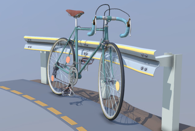 公路护栏自行车比赛场景模型插图