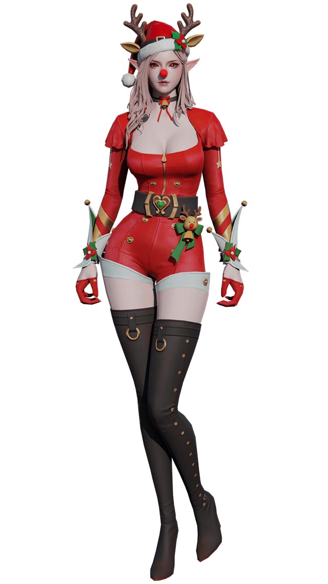 圣诞装美女 精灵 小丑 圣诞节 神诞老人 精灵战士 美女 二次元 动漫人物模型插图
