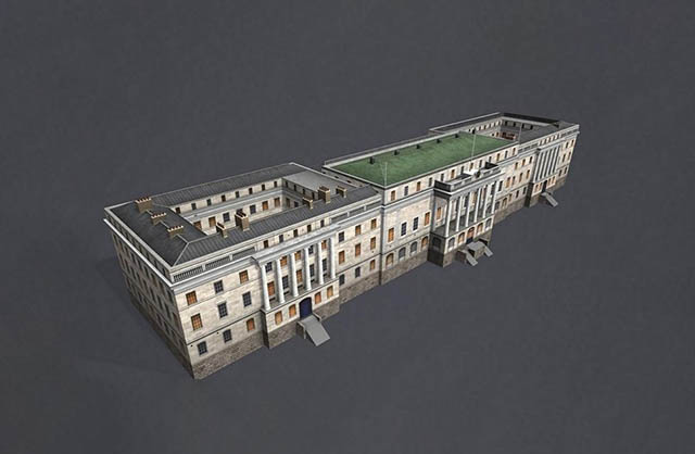 海关大楼 公寓建筑 老式办公楼 行政楼建筑3d模型插图