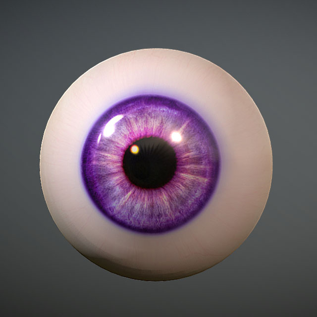 紫色眼球3d模型插图