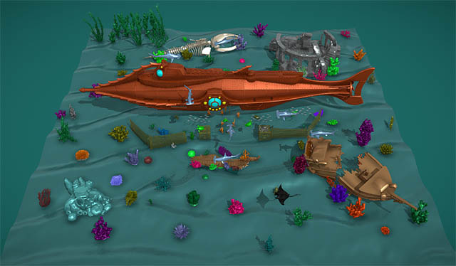 扑鱼游戏海底场景游戏模型插图