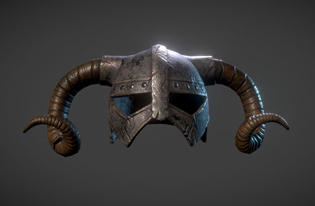 Warrior Helmet战士牛角头盔3d模型插图