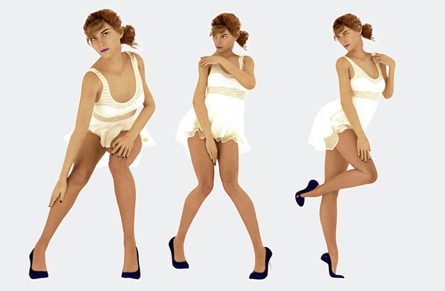 白裙子性感的女孩站立动作3D模型+（10组pose动作）插图