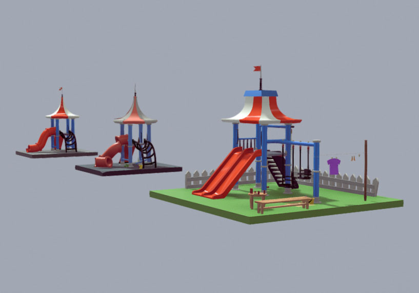 大型游乐场设施组合3d模型插图1