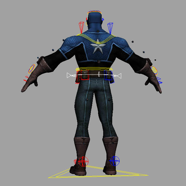Captain America_RIG美国队长Maya绑定角色模型插图1