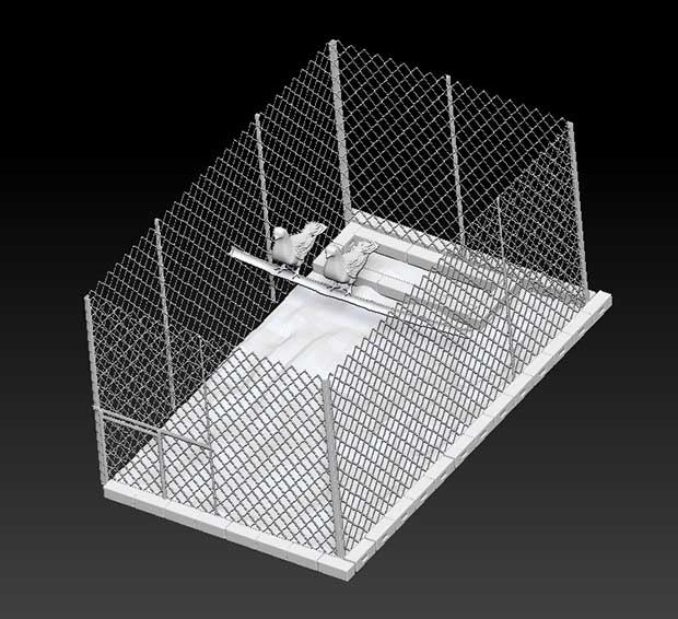 铁丝网鸟笼3d模型插图