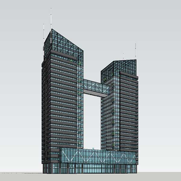 现代风格高层办公楼SketchUp模型插图