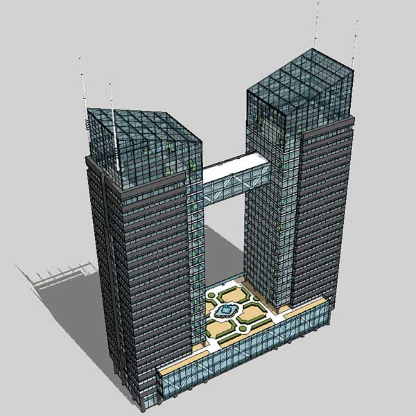 现代风格高层办公楼SketchUp模型插图1