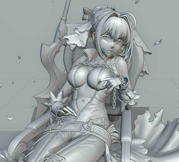 saber_bride_二次元美少女战士3d模型插图1