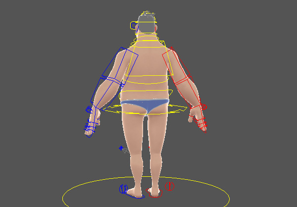 Harnold cartoon rig full rigged 游泳的胖子maya绑定模型插图2