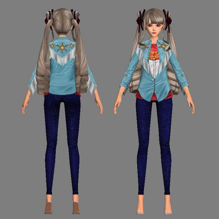 高高瘦瘦的长腿舞蹈女孩3d游戏模型插图