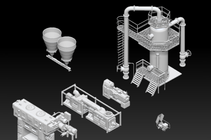 水泥搅拌机 油气管道 输油管 机器设备组合Zbrush模型插图