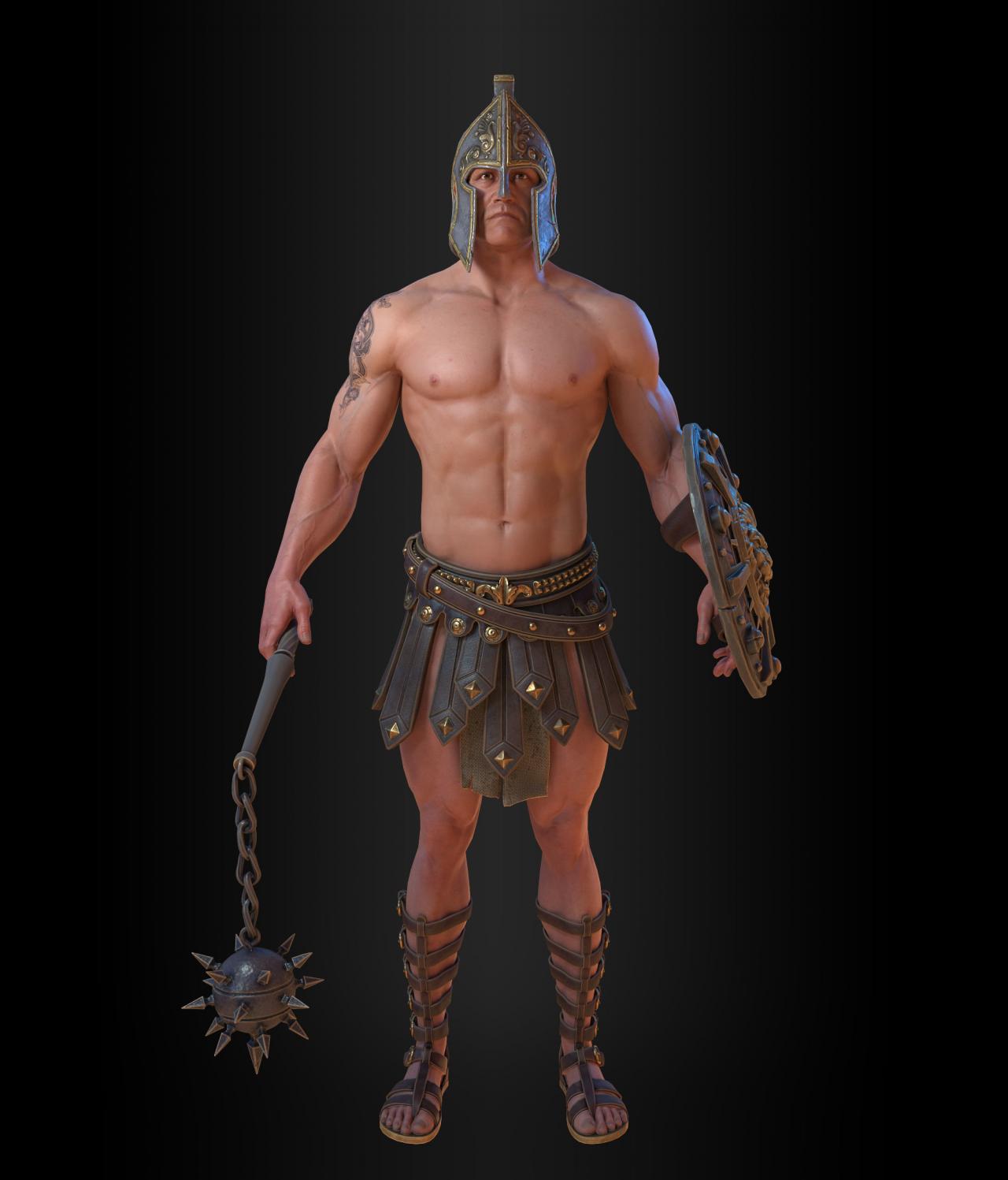 角斗士 勇士 战士 罗马士兵 骑士 古代格斗 摔跤 比武人物cg模型插图