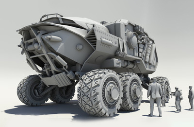 科幻军用装甲工程车maya模型下载插图