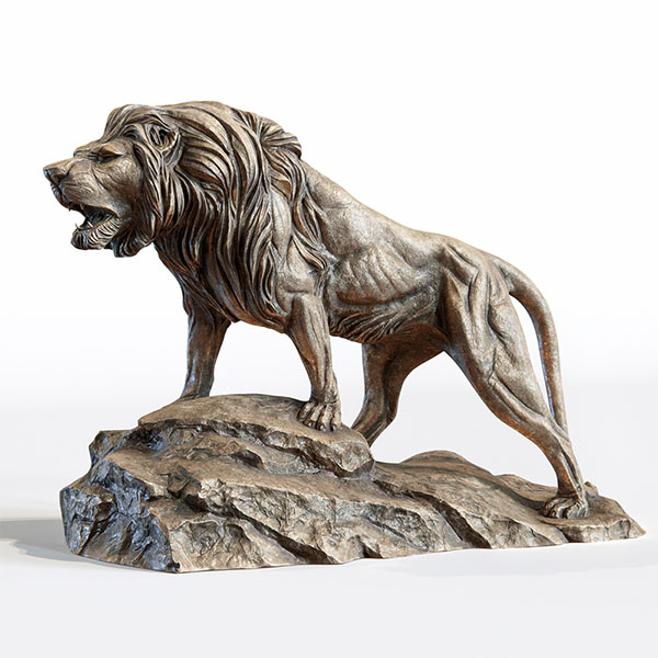悬崖上的雄狮雕像3d打印模型插图