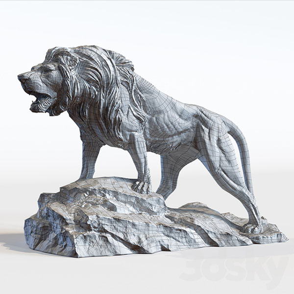 悬崖上的雄狮雕像3d打印模型插图2
