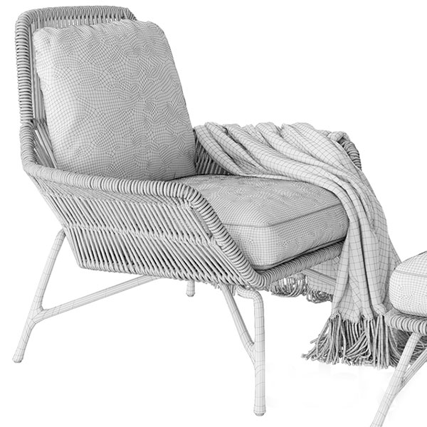 户外绳索休闲椅子组合3d模型插图1