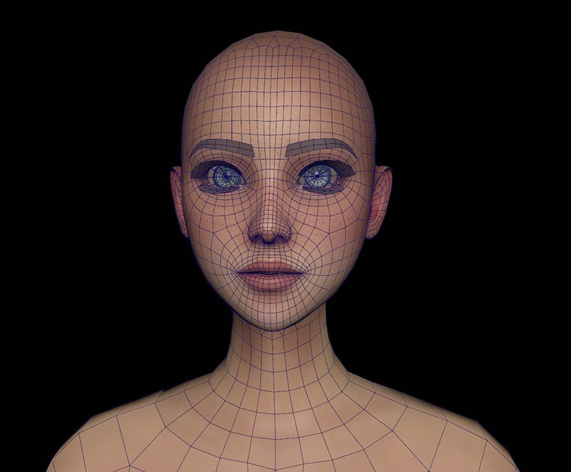 女性基础模型 – 游戏准备Character low-poly 3D 模型插图2