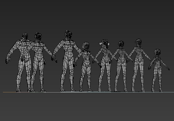 8个游戏人物角色各体型男女裸模3d模型插图