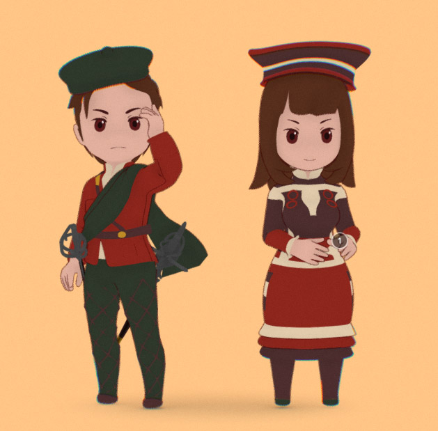 骑士和公主Q版人物角色3d模型插图